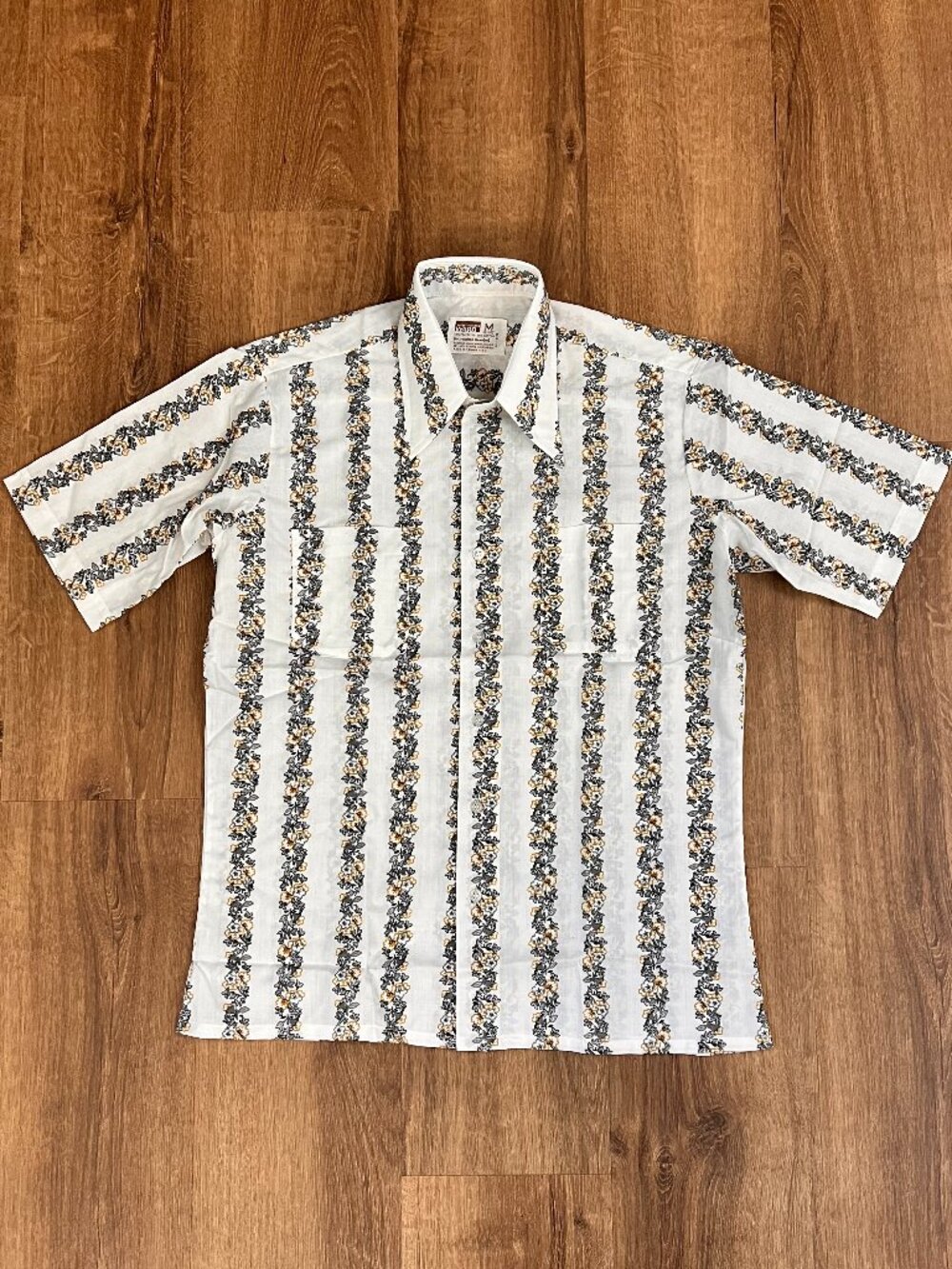 Vintage Retro Mod Short Sleeve Button Down Shirt Pointy Collar Sz M - Picture 3 of 11